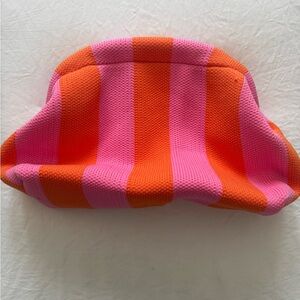 Pink and Orange Striped Summer Clutch - NEW